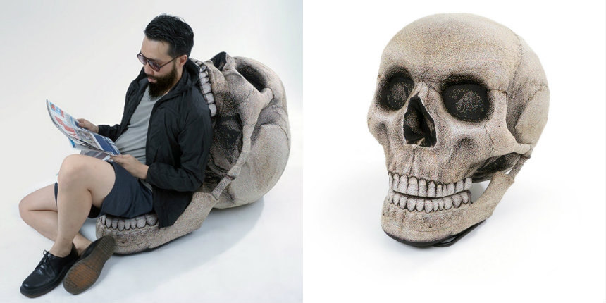 Giant skull chair with movable jaw