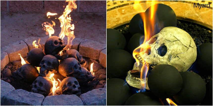 Human skull ‘log’ for your firepit