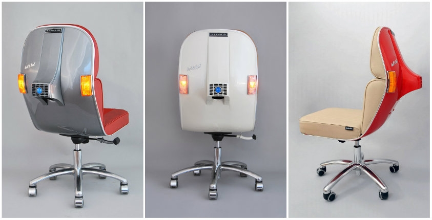 Vintage Vespa scooters turned into office chairs