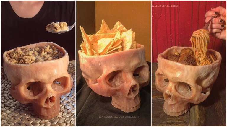 Human skull bowl
