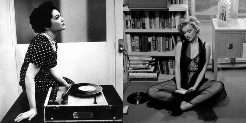 Vintage photos of female starlets and musical icons chilling with their turntables