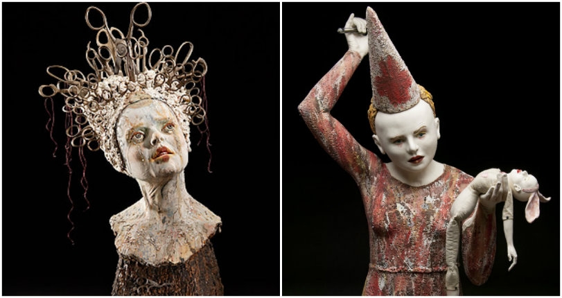 Sculptures of post-apocalyptic people in disturbing situations ...