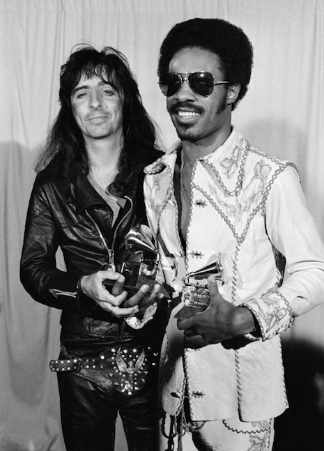 Alice Cooper and Stevie Wonder at the Grammy Awards, 1974