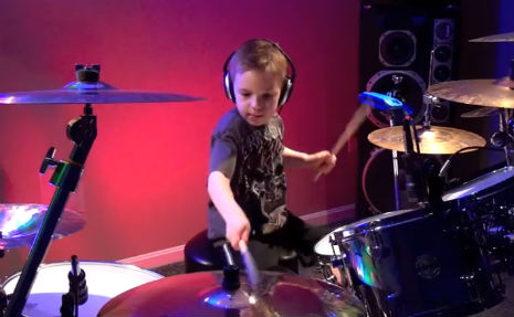 Six-year-old drums to Van Halen’s ‘Hot For Teacher’