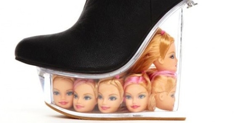 Tokyo youth rock Barbie and Ken head platform shoes