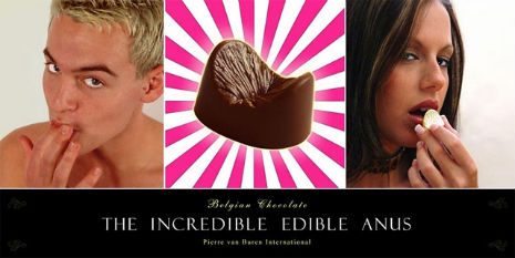 Edible chocolate bumholes crafted from butt model