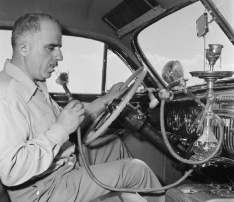 1947 Cadillac tricked-out with hookah, shower and washing machine