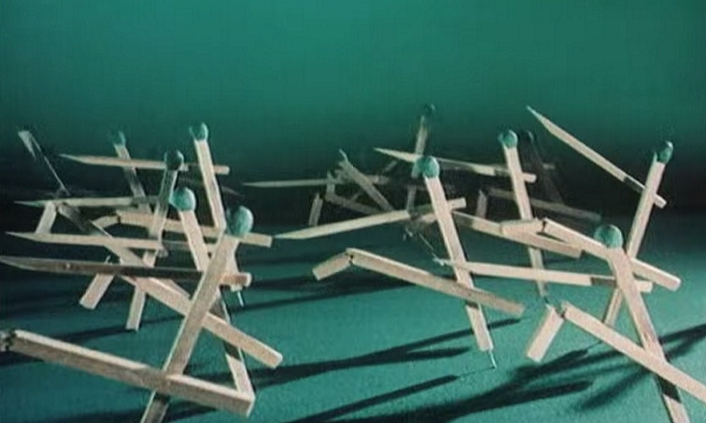 Soviet anti-war animation told entirely with wooden matches