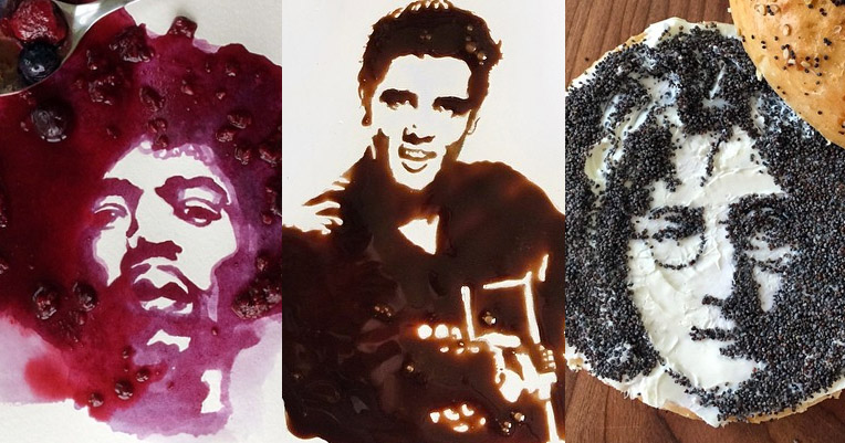 Caitlyn Jenner, John Lennon, Jimi Hendrix, Elvis, Biggie, Beyoncé and more, painted in food