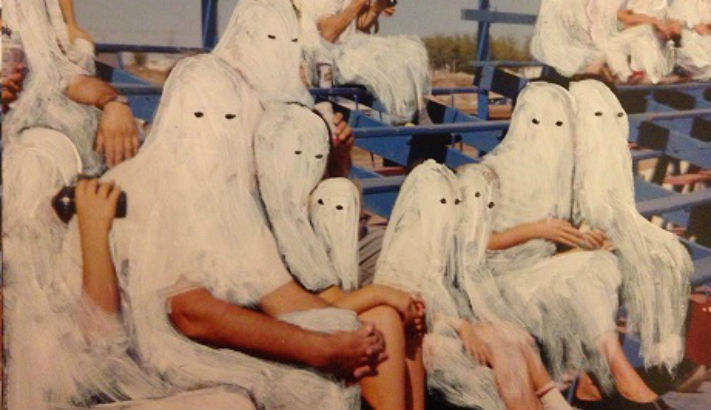 Artist paints generic ghosts over found photographs to haunting and nostalgic effect