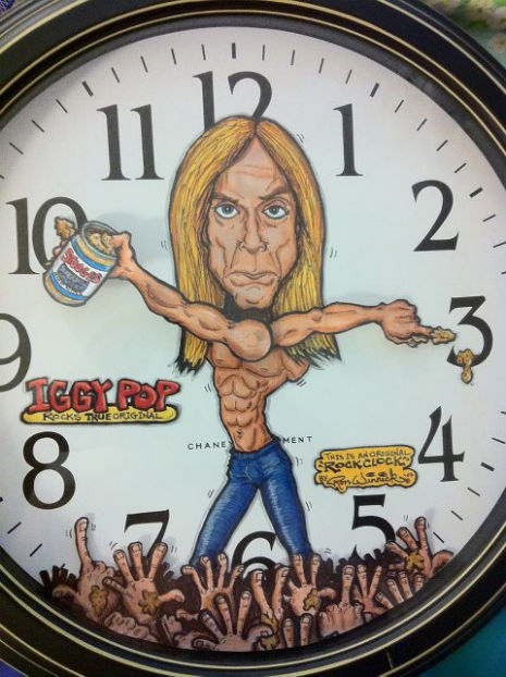 Iggy Pop clock complete with peanut butter!