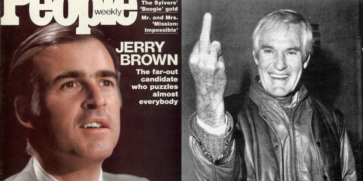 Gov. Jerry Brown and Dr. Timothy Leary talk toad-licking