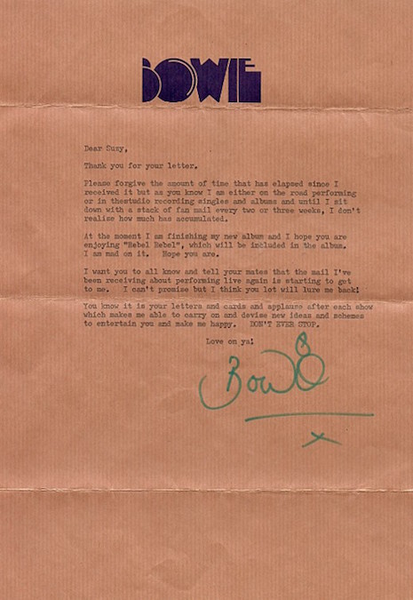 David Bowie's letter to 