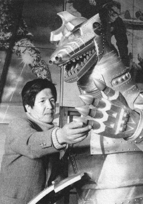 Director Jun Fukuda on the set of Godzilla vs Mechagodzilla