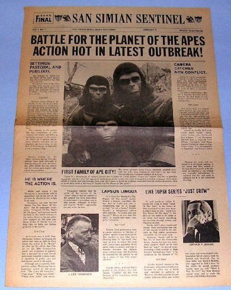 PLANET OF THE APES "THE APE" VINTAGE 1968 MOVIE PROMOTIONAL NEWSPAPER 