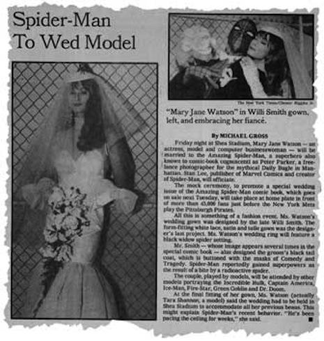 I thee web': Spider-Man and Mary Jane get married at Shea Stadium, 1987 |  Dangerous Minds