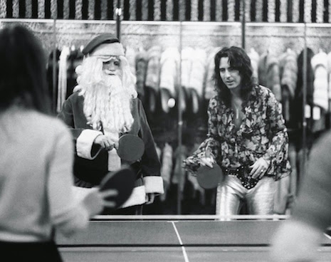 Alice Cooper playing Ping-Pong with Santa