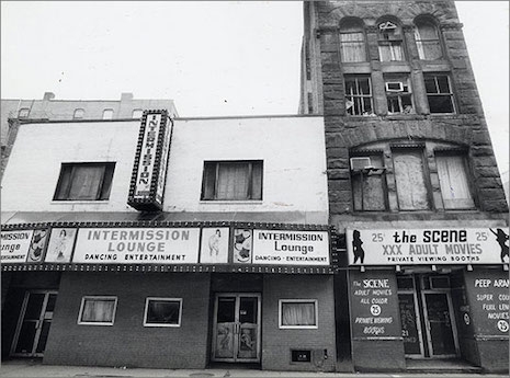 The Intermission Lounge and the Scene movie theater in Boston's Combat Zone, 1970s