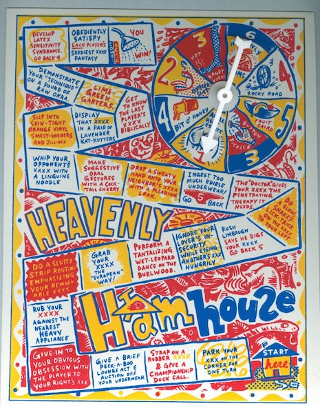 Heavenly Hamhouse silk-screened game board and