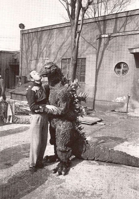 Harou Nakajima giving Godzilla a kiss