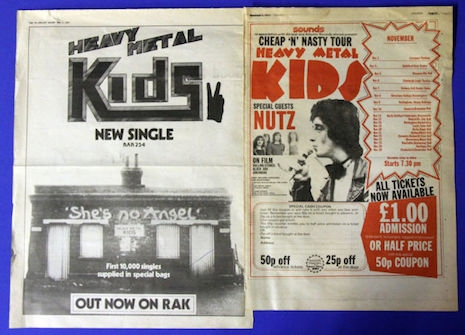 An ad for the 1976 album from British rock band, Heavy Metal Kids, Kitch