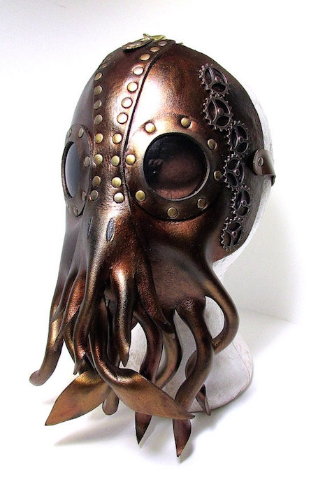 Bronze leather Cthulhu mask