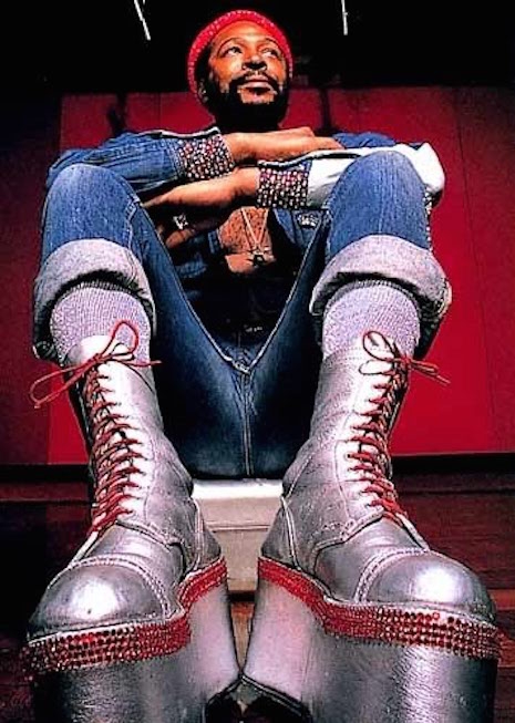 Marvin Gaye's signature silver platform boots, 1970s