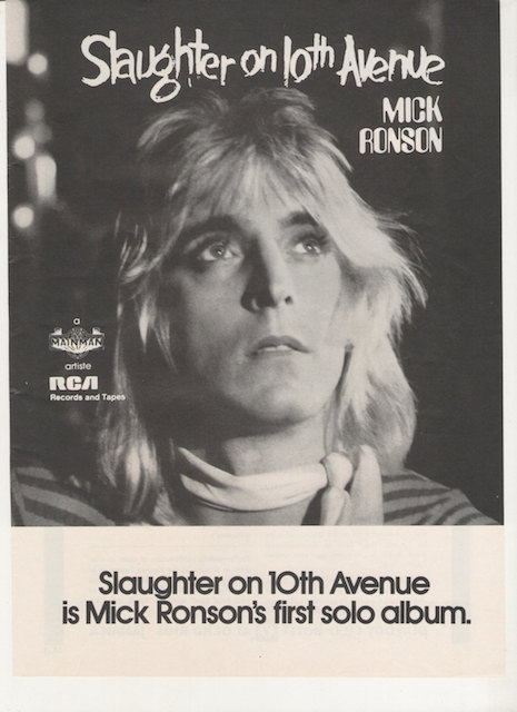 Mick Ronson Slaughter on 10th Avenue ad, 1974