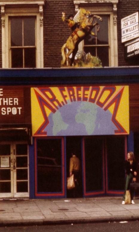 An exterior shot of the Mr Freedom boutique at 430 Kings Road, 1969