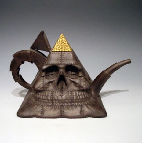 Pyramidal Skull Teapot: Military Intelligence (variation) by Richard Notkin