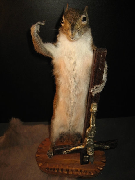 Satanic squirrel taxidermy