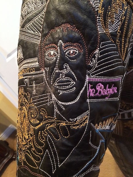 Scarface embroidered leather jacket (alternate sleeve view)