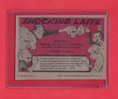 Shocking Theater trading card #49 back view