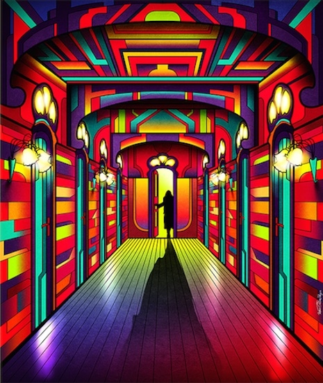 Suspiria neon movie poster by Van Orton Design
