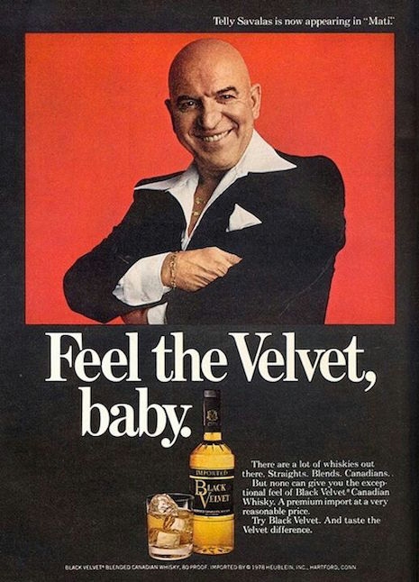 Telly Savalas for Black Velvet, a Canadian Whisky