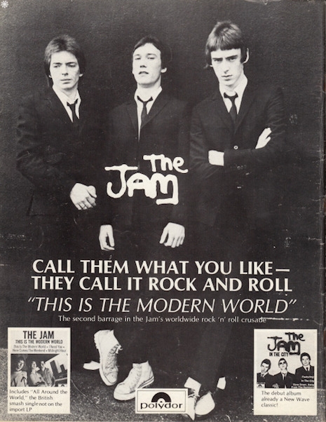 An ad from Trouser Press magazine for the 1977 album from The Jam, This Is the Modern World