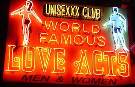 Neon strip/sex club sign in New Orleans