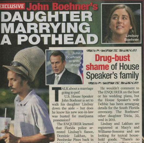 Republican leader’s daughter marrying a foreign-born ‘pothead’?