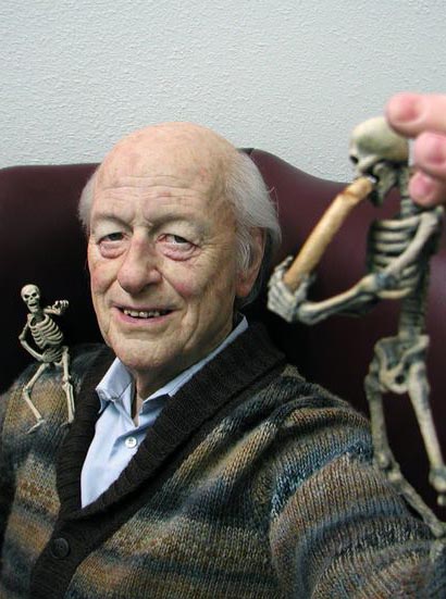 Hyper-realistic life-size sculpture of special effects pioneer, Ray Harryhausen