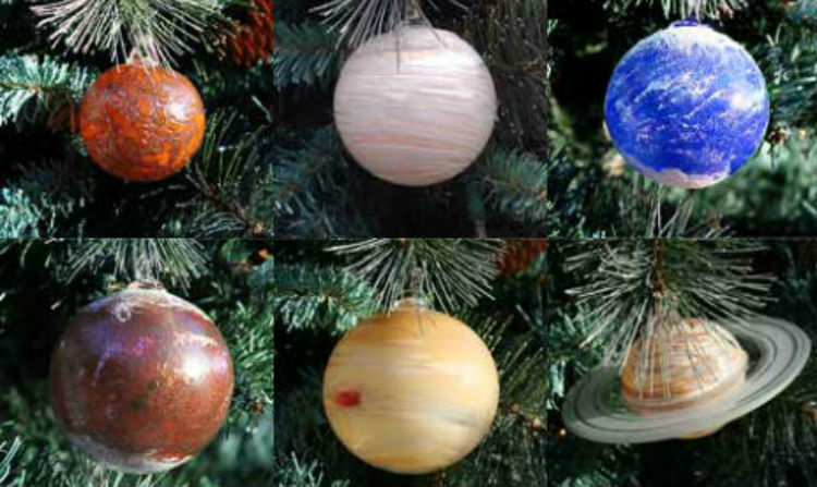 Blown-glass Solar System ornament set