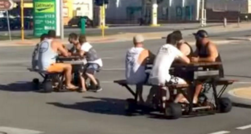 Australian police on the hunt for men ‘drunk driving’ on motorized picnic tables