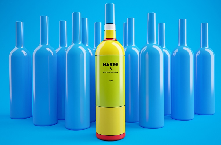 De Stijl-styled wine bottles inspired by ‘The Simpsons’