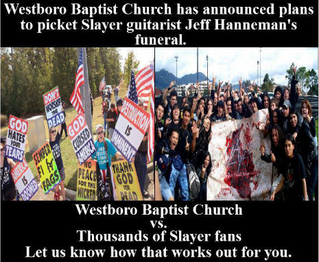Westboro Baptist Church may picket Slayer guitarist’s funeral