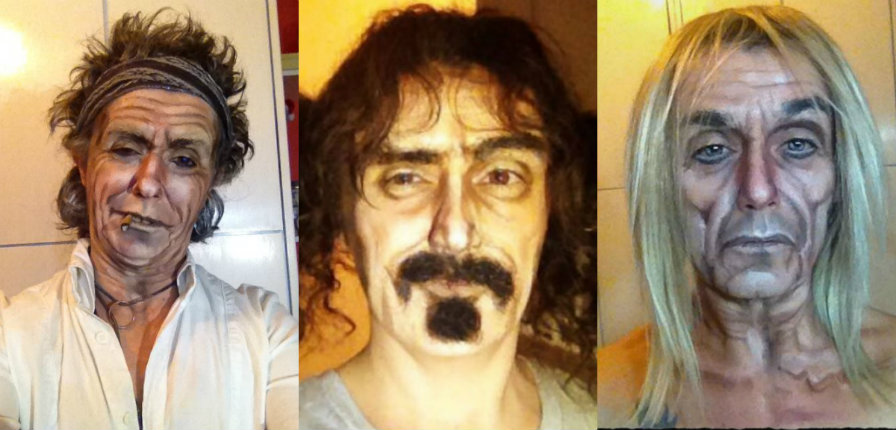 Woman transforms her face into Frank Zappa, Iggy Pop, Keith Richards and more
