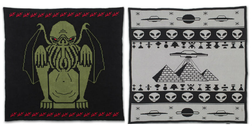 Cthulhu, Bigfoot and Ancient Alien Pyramid blankets