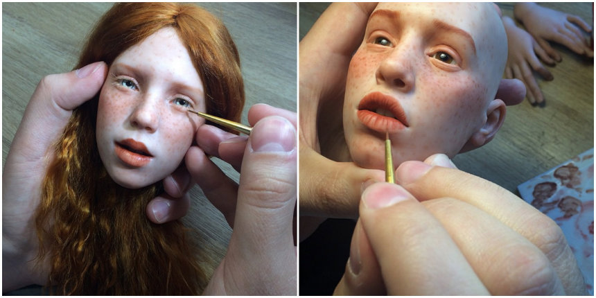 Artist creates freakishly realistic doll faces