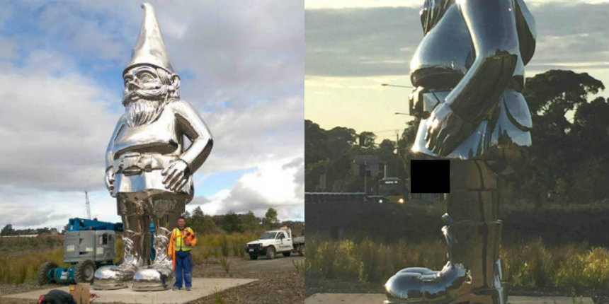 Pranksters add micropenis to giant chrome gnome statue