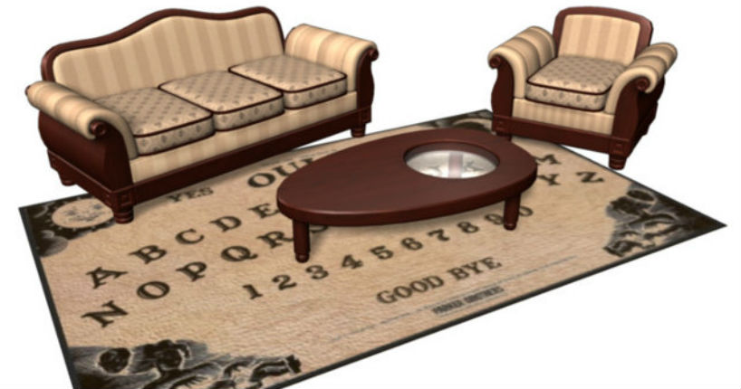Ouija board coffee table and rug
