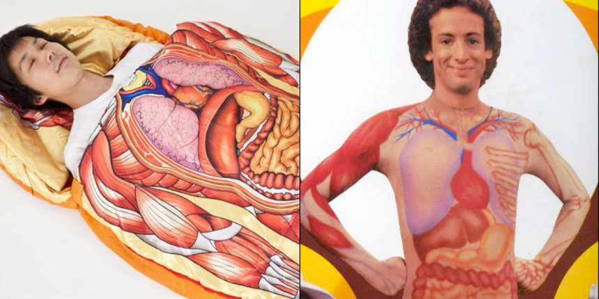 OMG, there’s a Slim Goodbody-esque anatomical sleeping bag