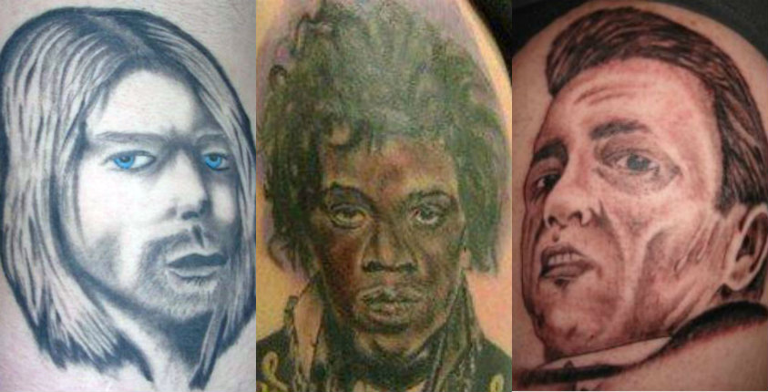 Shitty tattoo portraits of your favorite musicians